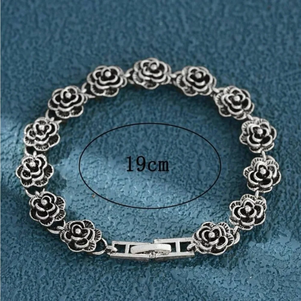 Silver Tone Floral Bracelet - Picture 3 of 5
